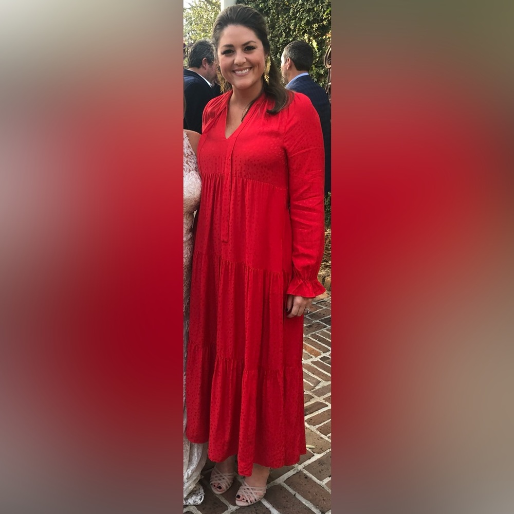 Red long sleeve maxi dress